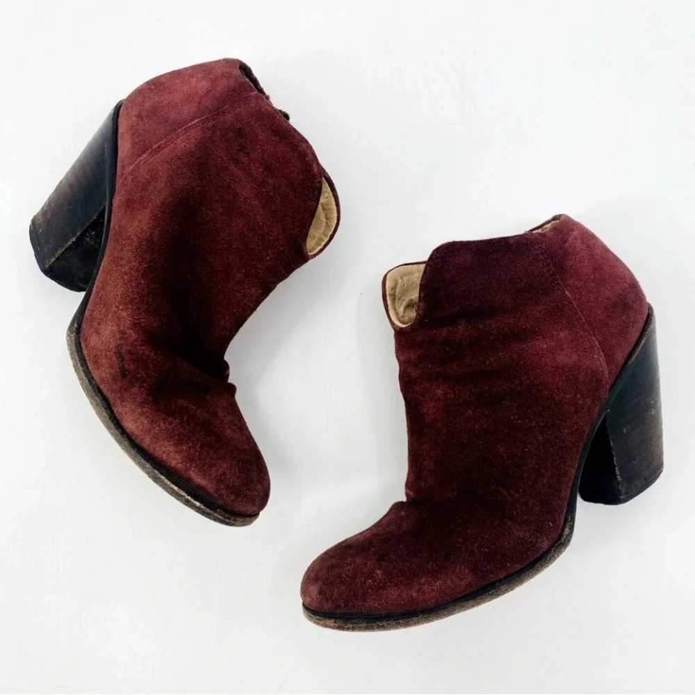 FREEBIRD Detroit Suede Leather Boots Booties Maroon Burgundy Brown Size 8 - Picture 12 of 14